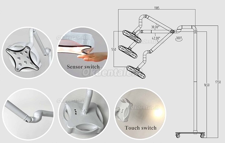 Micare JD1700 LED Lampada scialitica odontoiatrico lampada shadowless da pavimento